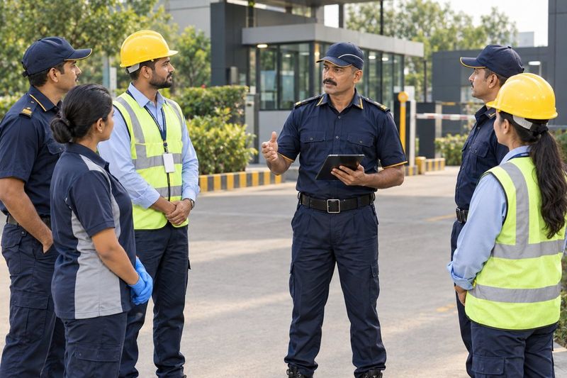 Ex-servicemen supervisor briefing a team